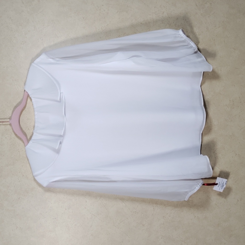 *H172 Ruby Rd white Garden Party ruffle neck blouse PXL NWT FINAL PRICE - Picture 6 of 9